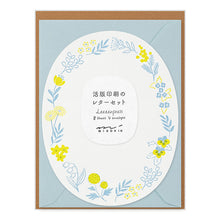 Load image into Gallery viewer, Midori Letterpress Letter Set Wreath Blue - MAIDO! Kairashi Shop