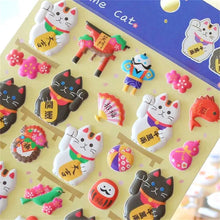 Load image into Gallery viewer, Banzai Fortune Big Eye Cat Stickers - MAIDO! Kairashi Shop