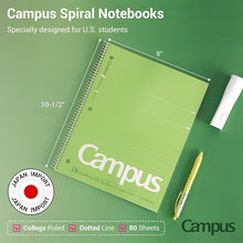 Load image into Gallery viewer, Kokuyo Campus Spiral Notebook 3 Packs - College Ruled 10-1/2" x 8" - MAIDO! Kairashi Shop

