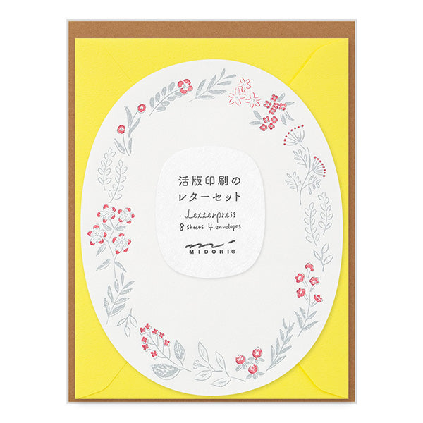 Midori Letterpress Letter Set Wreath Red - MAIDO! Kairashi Shop