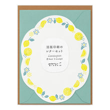 Load image into Gallery viewer, Midori Letterpress Letter Set Wreath Lemon - MAIDO! Kairashi Shop
