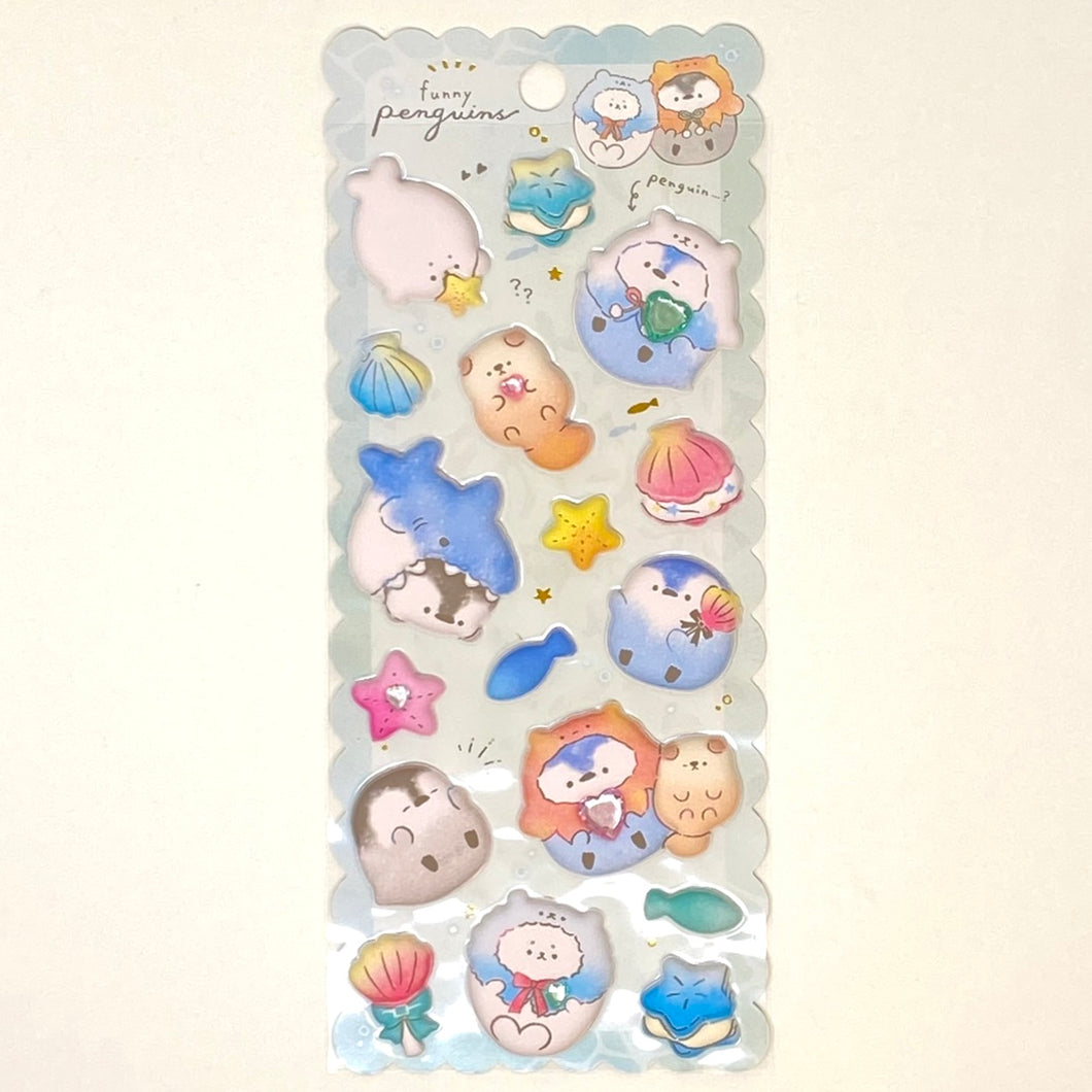 Shanle Funny Penguins Marshmallow Puffy Gem stickers - MAIDO! Kairashi Shop