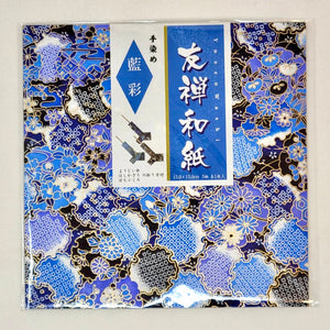 Toyo Hand-Dyed Yuzen Washi Paper Origami Indigo color - MAIDO! Kairashi Shop