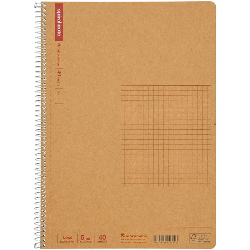 Maruman Spiral Notebook Basic B5 Grid 5.0 mm 40 Sheets - MAIDO! Kairashi Shop
