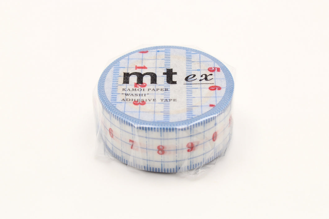 mt Blue and White Ruler Washi Tape 20 mm - MAIDO! Kairashi Shop