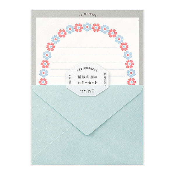 Midori Letterpress Letter Set - Flower Frame - MAIDO! Kairashi Shop