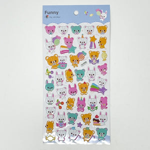Banzai Funny Puffy Stickers - Star Bunnies and Bears - MAIDO! Kairashi Shop