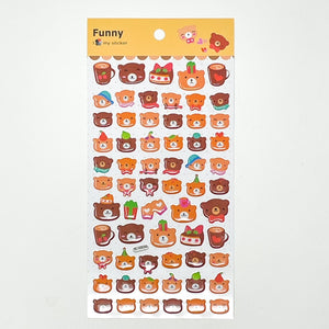 Banzai Funny Puffy Stickers - Brown Bears - MAIDO! Kairashi Shop