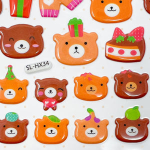 Banzai Funny Puffy Stickers - Brown Bears - MAIDO! Kairashi Shop