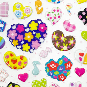 Banzai Funny Puffy Stickers - Hearts - MAIDO! Kairashi Shop