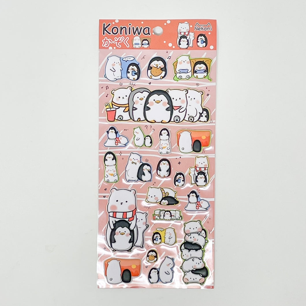 NEKOMI Koniwa Puffy Stickers - Penguin - MAIDO! Kairashi Shop