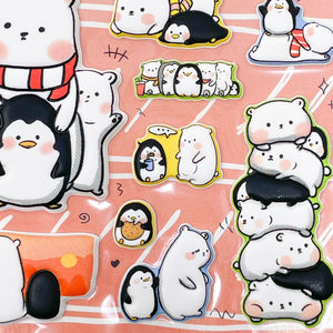 NEKOMI Koniwa Puffy Stickers - Penguin - MAIDO! Kairashi Shop