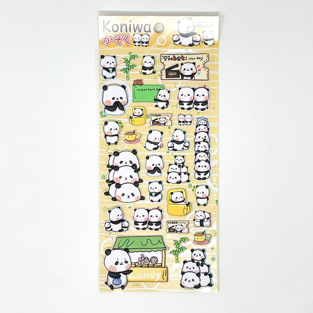 NEKOMI Koniwa Puffy Stickers - Panda - MAIDO! Kairashi Shop