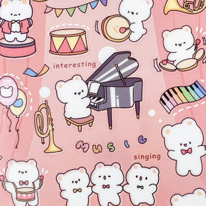 NEKOMI Musician Bear Stickers - MAIDO! Kairashi Shop