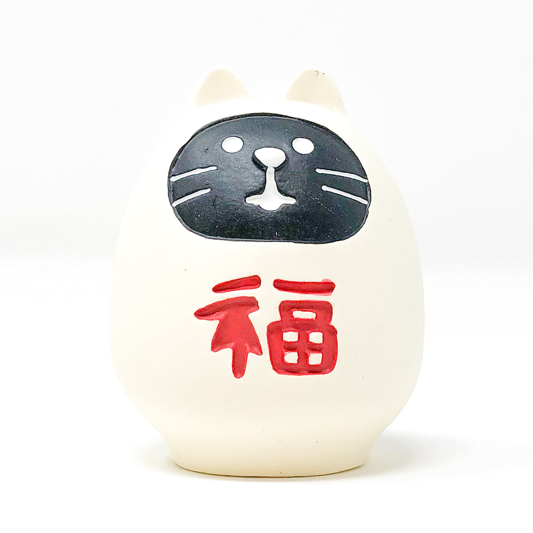 concombre Daruma Cat Figurine - White - MAIDO! Kairashi Shop