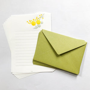 Midori Letterpress Letter Set - Yellow Bouquet - MAIDO! Kairashi Shop