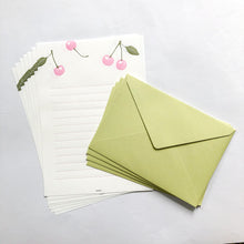 Load image into Gallery viewer, Midori Letterpress Letter Set - Pink Cherries - MAIDO! Kairashi Shop
