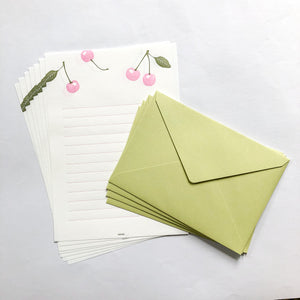 Midori Letterpress Letter Set - Pink Cherries - MAIDO! Kairashi Shop