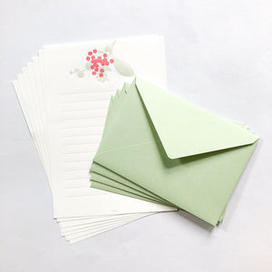 Midori Letterpress Letter Set - Red Bouquet - MAIDO! Kairashi Shop