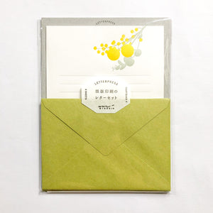 Midori Letterpress Letter Set - Yellow Bouquet - MAIDO! Kairashi Shop