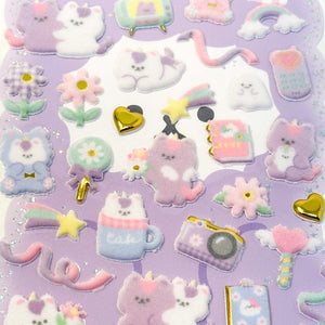 Shan Lee Mofu Mofu Happy Stickers - Cat - MAIDO! Kairashi Shop