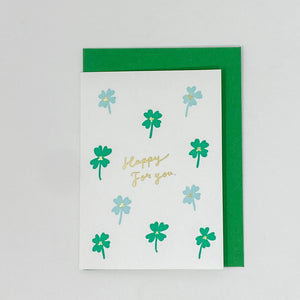 Greeting Life Lucky Letterpress Four Cloves Mini Card - MAIDO! Kairashi Shop